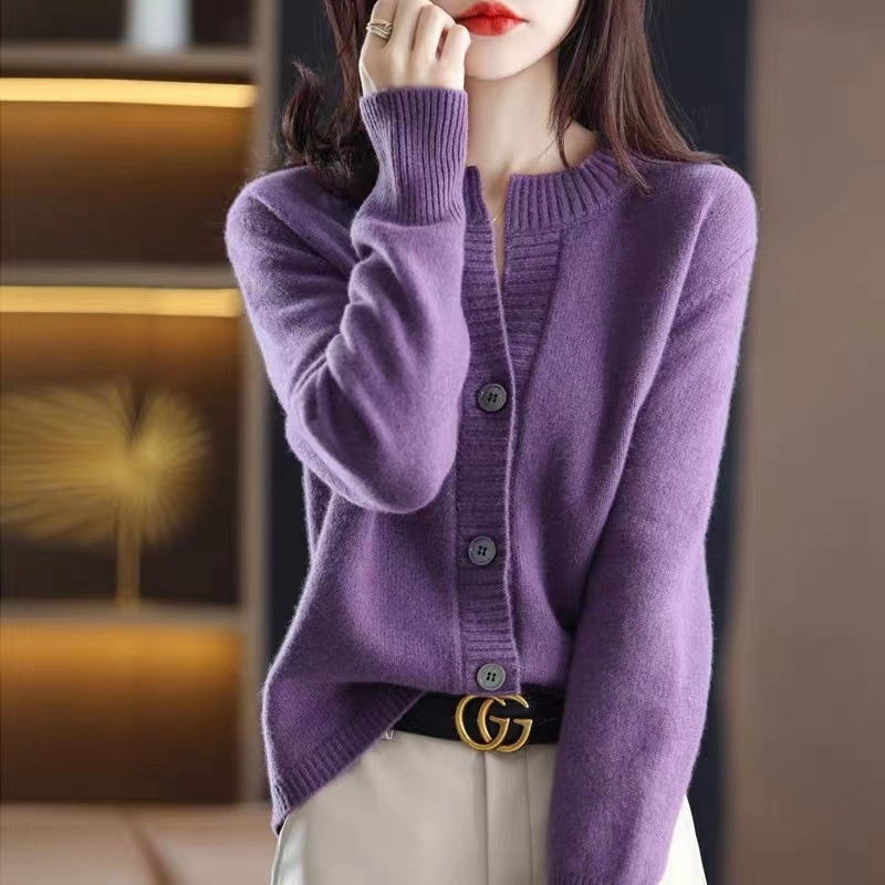 2023 Prekogranični novi ovčji baršunasti kardigan za žene, okrugli izrez, široki i najlakši za usklađivanje, pleteni top u zapadnom stilu, veleprodaja