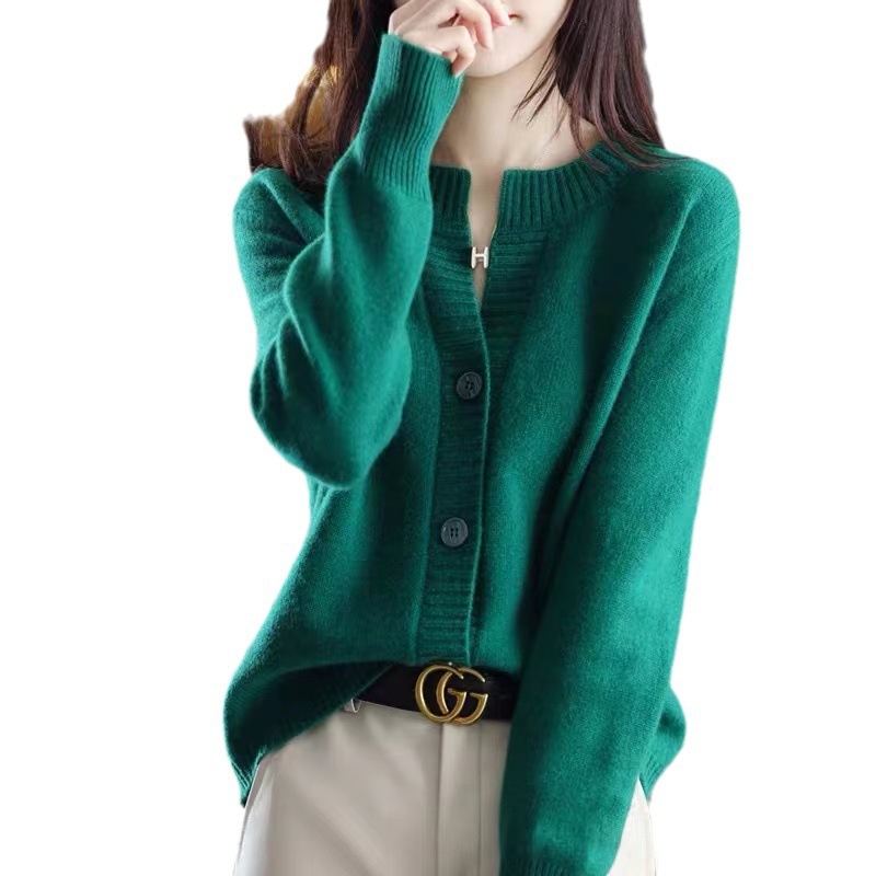 2023 Prekogranični novi ovčji baršunasti kardigan za žene, okrugli izrez, široki i najlakši za usklađivanje, pleteni top u zapadnom stilu, veleprodaja