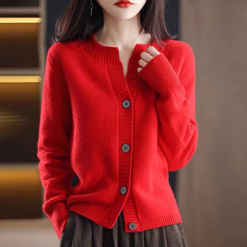 2023 Prekogranični novi ovčji baršunasti kardigan za žene, okrugli izrez, široki i najlakši za usklađivanje, pleteni top u zapadnom stilu, veleprodaja