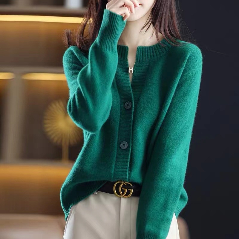2023 Prekogranični novi ovčji baršunasti kardigan za žene, okrugli izrez, široki i najlakši za usklađivanje, pleteni top u zapadnom stilu, veleprodaja