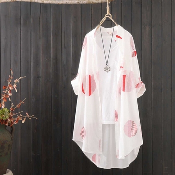 Nový stredne dlhý dámsky umelecký letný módny dizajn s potlačou, voľný tenký kardigan s opaľovacím krémom a plážovým vzorom