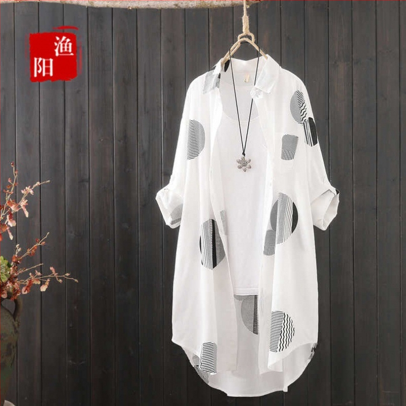 Nový stredne dlhý dámsky umelecký letný módny dizajn s potlačou, voľný tenký kardigan s opaľovacím krémom a plážovým vzorom