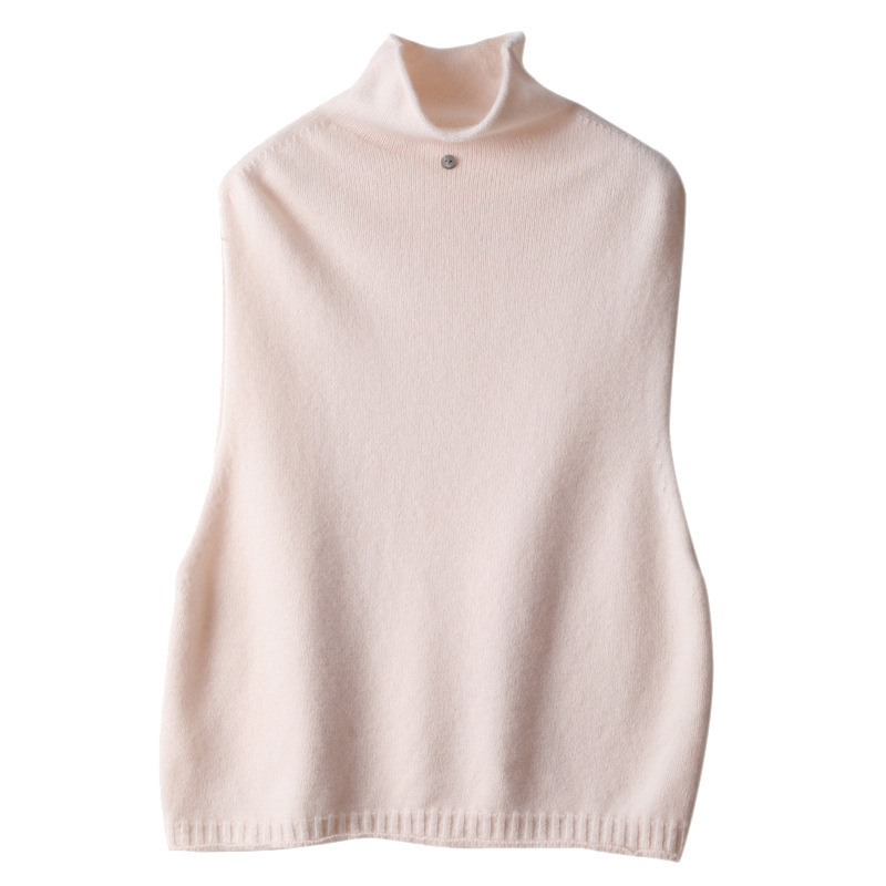 100% villast naiste sügis-talvine varrukateta kõrge kaelusega vest, lahtise salendava mustriga vest