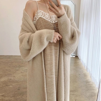 Imitácia norkového zamatu pre ženy na jeseň a zimu, nové zahustené voľné veľké veľkosti, módne ležérne dámske vrchné oblečenie, dlhé vrchné oblečenie