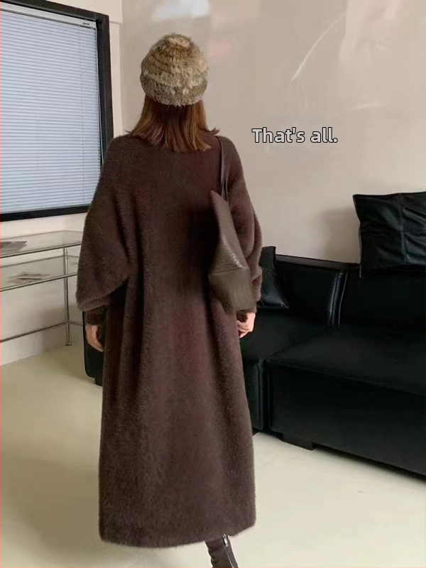 Imitácia norkového zamatu pre ženy na jeseň a zimu, nové zahustené voľné veľké veľkosti, módne ležérne dámske vrchné oblečenie, dlhé vrchné oblečenie