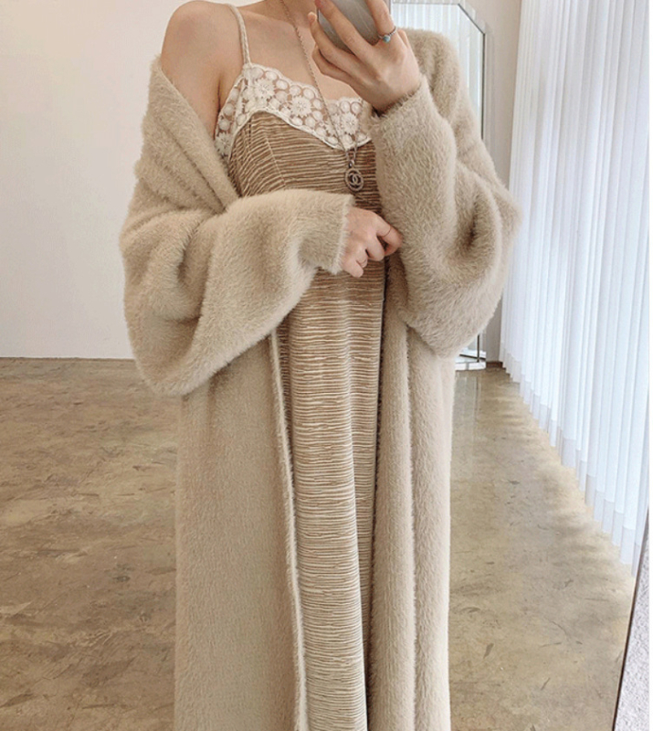 Imitácia norkového zamatu pre ženy na jeseň a zimu, nové zahustené voľné veľké veľkosti, módne ležérne dámske vrchné oblečenie, dlhé vrchné oblečenie