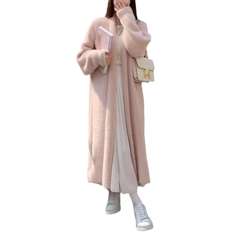 Imitácia norkového zamatu pre ženy na jeseň a zimu, nové zahustené voľné veľké veľkosti, módne ležérne dámske vrchné oblečenie, dlhé vrchné oblečenie