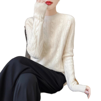 Rudens ir žiemos susuktas megztinis sustorintas megztinis moterims naujas apvalios kaklo formos megztinis, tinkantis prie visų rungtynių pagrindo viršutinių drabužių, laisvų