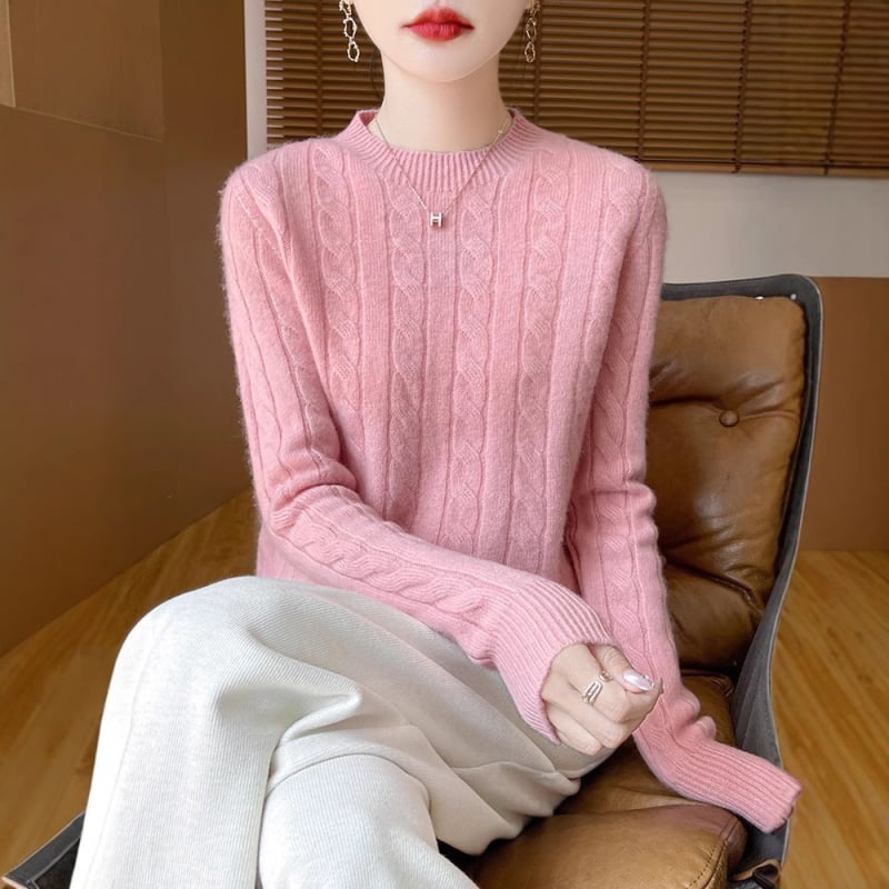 Rudens ir žiemos susuktas megztinis sustorintas megztinis moterims naujas apvalios kaklo formos megztinis, tinkantis prie visų rungtynių pagrindo viršutinių drabužių, laisvų