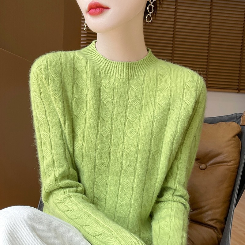 Rudens ir žiemos susuktas megztinis sustorintas megztinis moterims naujas apvalios kaklo formos megztinis, tinkantis prie visų rungtynių pagrindo viršutinių drabužių, laisvų