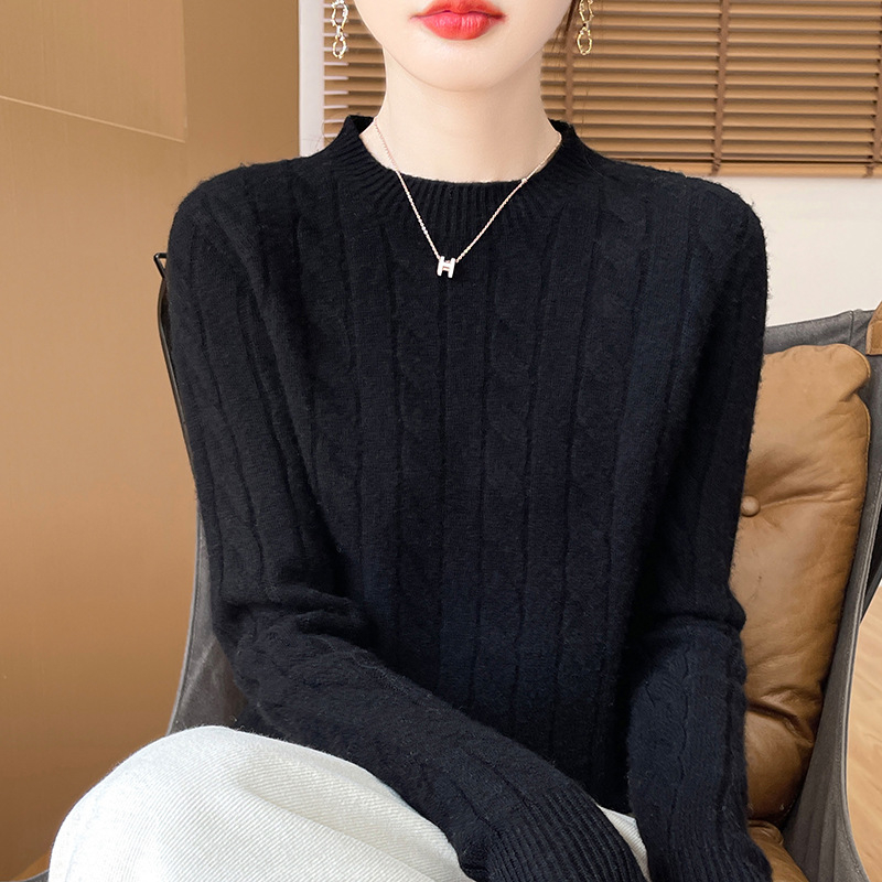 Rudens ir žiemos susuktas megztinis sustorintas megztinis moterims naujas apvalios kaklo formos megztinis, tinkantis prie visų rungtynių pagrindo viršutinių drabužių, laisvų