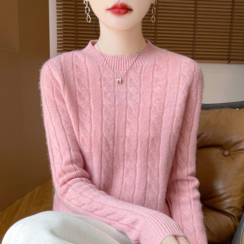 Rudens ir žiemos susuktas megztinis sustorintas megztinis moterims naujas apvalios kaklo formos megztinis, tinkantis prie visų rungtynių pagrindo viršutinių drabužių, laisvų