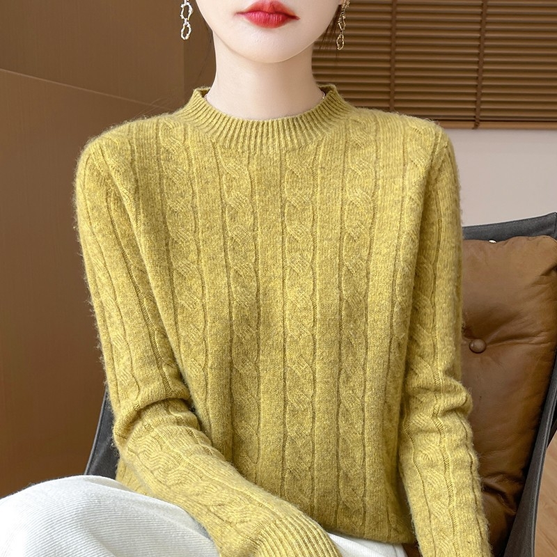 Rudens ir žiemos susuktas megztinis sustorintas megztinis moterims naujas apvalios kaklo formos megztinis, tinkantis prie visų rungtynių pagrindo viršutinių drabužių, laisvų