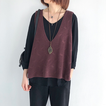 2023. aasta sügis- ja talvemoe naiste kootud vest, uus puuvillane V-kaelusega vest, retro heegeldatud varrukateta kampsun