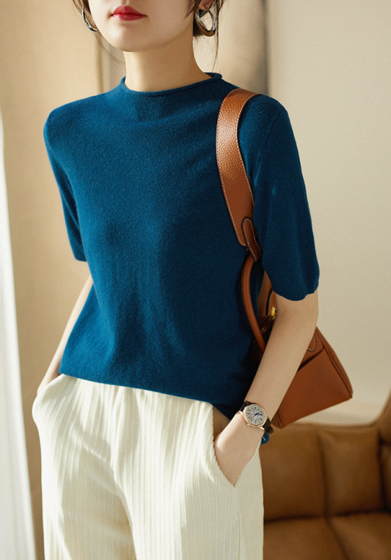 Jesenný nový dámsky sveter s polovičným rolákom v kórejskom štýle, dámsky jesenný a zimný tenký nový sveter s vnútorným spodným dielom a stredným rukávom