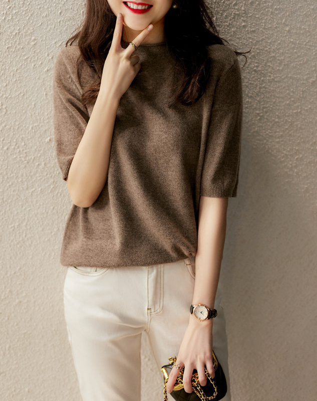 Jesenný nový dámsky sveter s polovičným rolákom v kórejskom štýle, dámsky jesenný a zimný tenký nový sveter s vnútorným spodným dielom a stredným rukávom