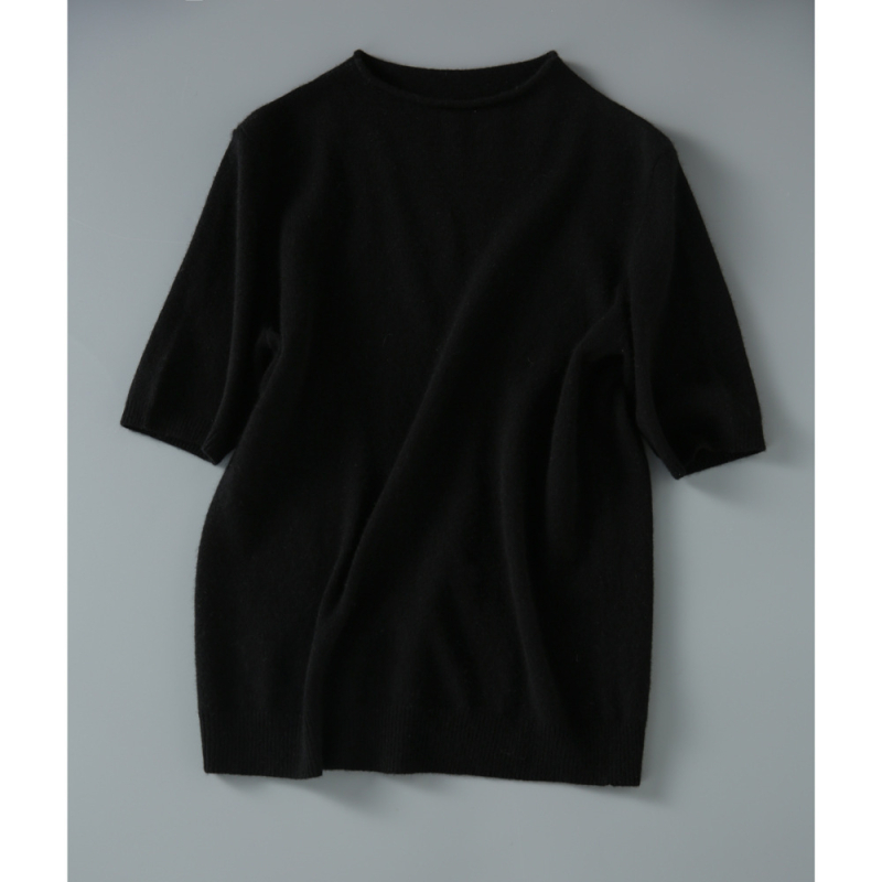 Jesenný nový dámsky sveter s polovičným rolákom v kórejskom štýle, dámsky jesenný a zimný tenký nový sveter s vnútorným spodným dielom a stredným rukávom