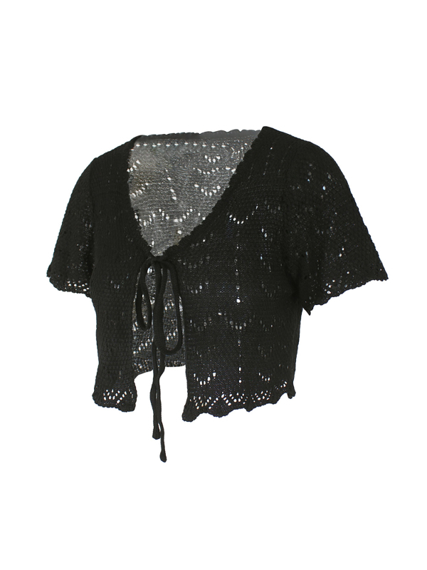 Vanjska trgovina prekogranična Europa i Amerika Amazon Source Factory Ženski pleteni kardigan za plažu s kratkim rukavima i šupljim džemperom