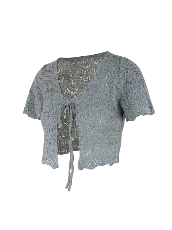 Vanjska trgovina prekogranična Europa i Amerika Amazon Source Factory Ženski pleteni kardigan za plažu s kratkim rukavima i šupljim džemperom