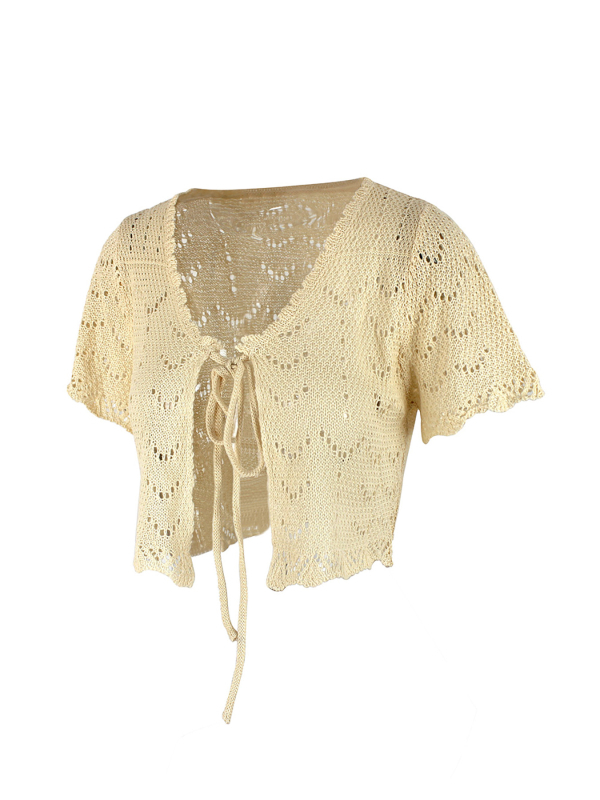 Vanjska trgovina prekogranična Europa i Amerika Amazon Source Factory Ženski pleteni kardigan za plažu s kratkim rukavima i šupljim džemperom