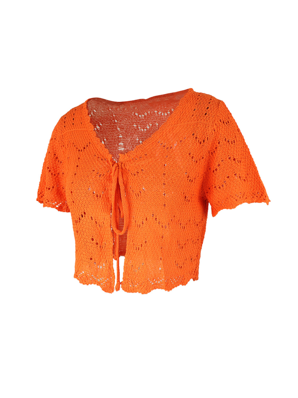 Vanjska trgovina prekogranična Europa i Amerika Amazon Source Factory Ženski pleteni kardigan za plažu s kratkim rukavima i šupljim džemperom