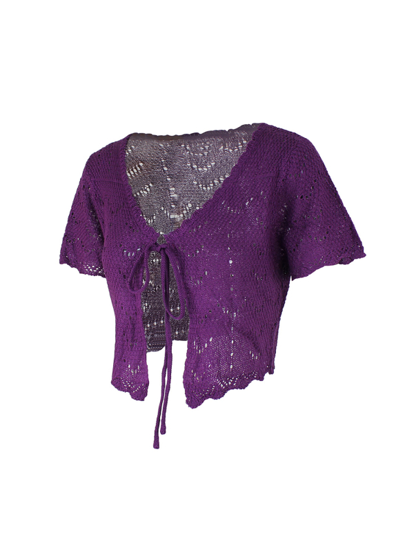 Vanjska trgovina prekogranična Europa i Amerika Amazon Source Factory Ženski pleteni kardigan za plažu s kratkim rukavima i šupljim džemperom