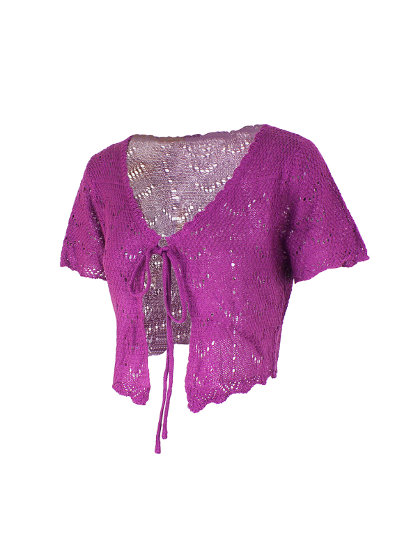 Vanjska trgovina prekogranična Europa i Amerika Amazon Source Factory Ženski pleteni kardigan za plažu s kratkim rukavima i šupljim džemperom