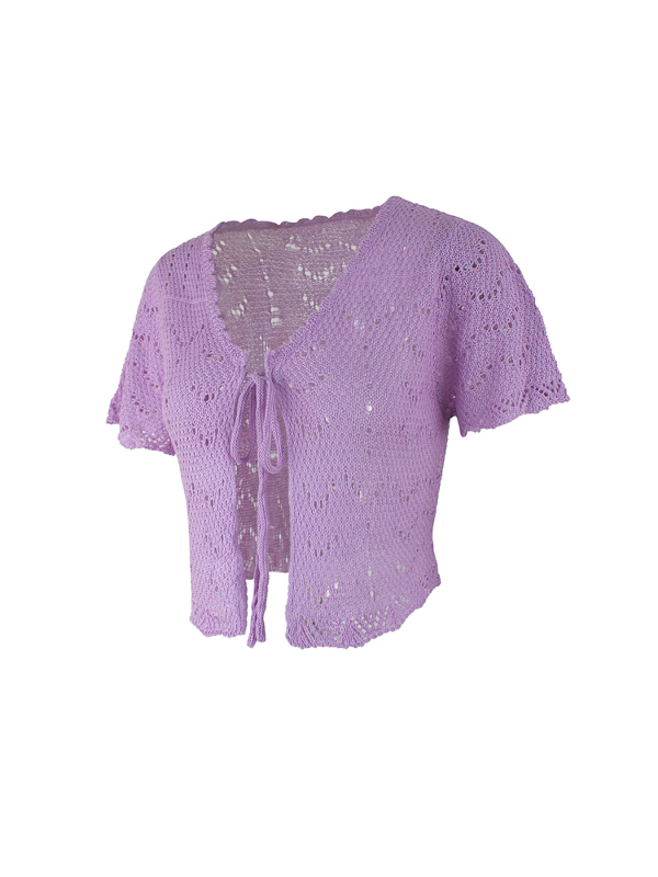 Vanjska trgovina prekogranična Europa i Amerika Amazon Source Factory Ženski pleteni kardigan za plažu s kratkim rukavima i šupljim džemperom