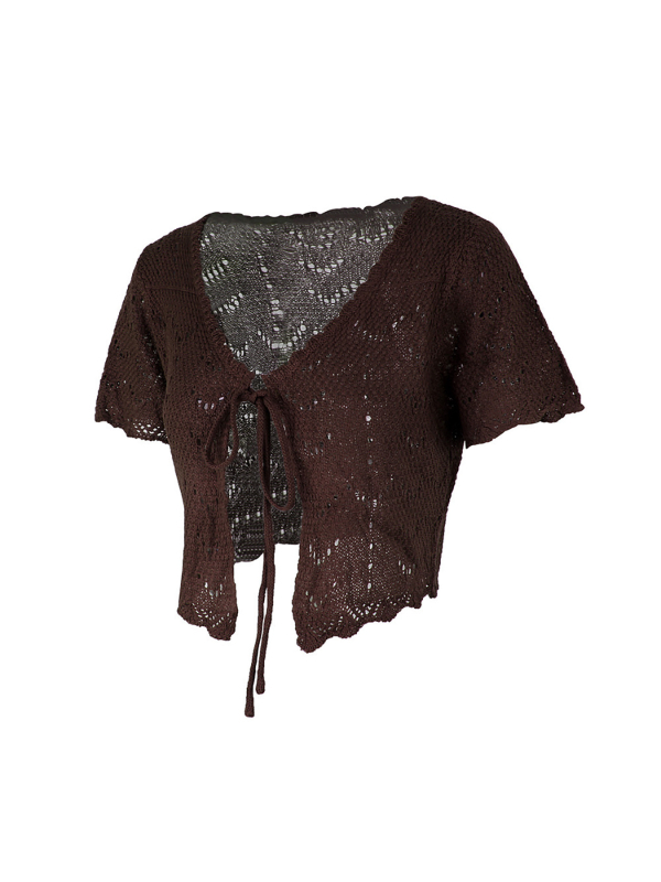 Vanjska trgovina prekogranična Europa i Amerika Amazon Source Factory Ženski pleteni kardigan za plažu s kratkim rukavima i šupljim džemperom