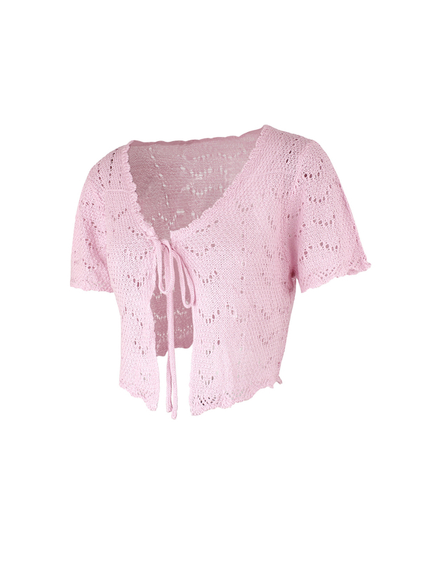 Vanjska trgovina prekogranična Europa i Amerika Amazon Source Factory Ženski pleteni kardigan za plažu s kratkim rukavima i šupljim džemperom