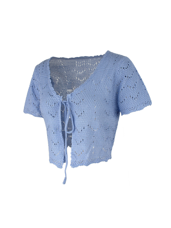 Vanjska trgovina prekogranična Europa i Amerika Amazon Source Factory Ženski pleteni kardigan za plažu s kratkim rukavima i šupljim džemperom