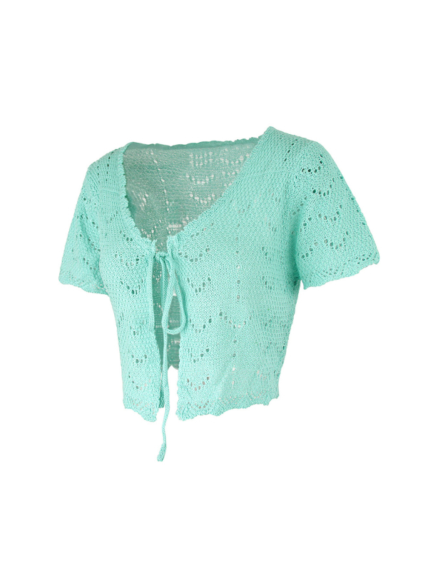 Vanjska trgovina prekogranična Europa i Amerika Amazon Source Factory Ženski pleteni kardigan za plažu s kratkim rukavima i šupljim džemperom