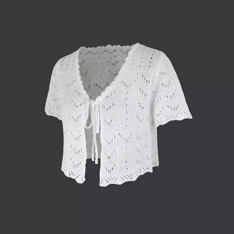 Vanjska trgovina prekogranična Europa i Amerika Amazon Source Factory Ženski pleteni kardigan za plažu s kratkim rukavima i šupljim džemperom