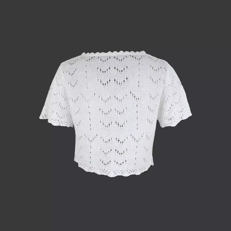 Vanjska trgovina prekogranična Europa i Amerika Amazon Source Factory Ženski pleteni kardigan za plažu s kratkim rukavima i šupljim džemperom