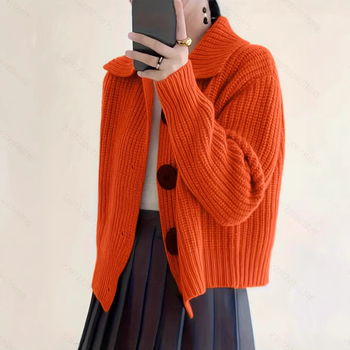 Európske a americké nové cezhraničné dámske oblečenie, voľné kórejské módne ležérne veľké klopy, pletený kardigan veľkej veľkosti