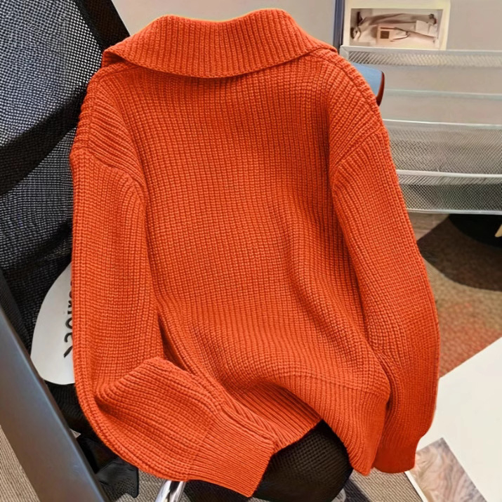 Európske a americké nové cezhraničné dámske oblečenie, voľné kórejské módne ležérne veľké klopy, pletený kardigan veľkej veľkosti