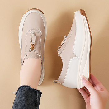 Jarné a jesenné dámske topánky 2024 s farebne zladenými topánkami, cezhraničné, s okrúhlou špičkou, zipsom, platformou, shake topánky, matkiné rukávy, platforma, zvyšujúce výšku, dámske topánky