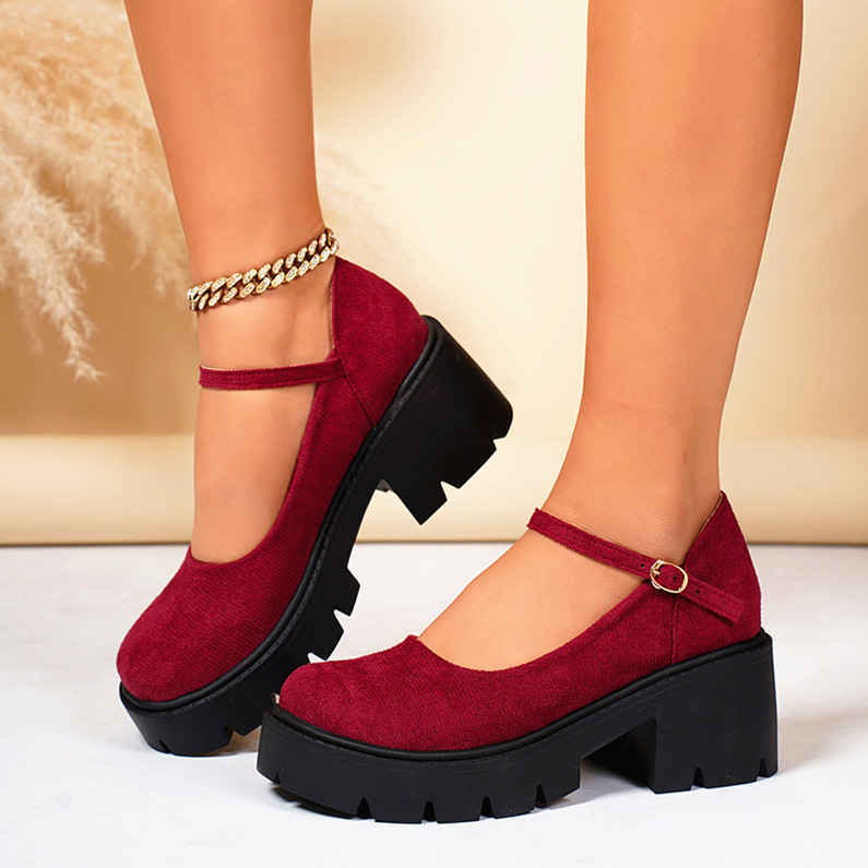 Jarné a jesenné topánky s okrúhlou hlavou, veľkými rozmermi, hrubým podpätkom a prackou s jednou prackou, malé kožené topánky pre ženy, veľkoobchod