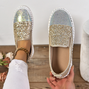 Dámske ležérne topánky veľkej veľkosti CrossBorder Trade 2025, jar, nové, plytké mokasíny s hrubou podrážkou a kamienkami, módne dámske topánky