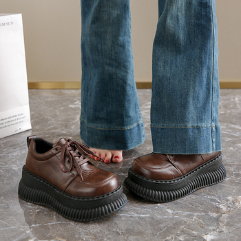 Γυναικεία Παπούτσια Πλατφόρμας Άνοιξη και Καλοκαίρι 2025 Νέα Μικρά Δερμάτινα Παπούτσια Βρετανικού Τύπου με Στρογγυλή Μύτη, Δερμάτινα Παπούτσια, Casual Loafers για Γυναικεία