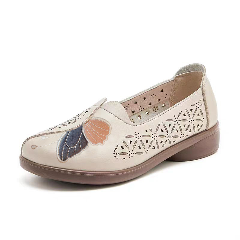 Ženske cipele, Cipele za žene srednje i starije dobi, Ležerne cipele za starije osobe, Neklizajuće ravne cipele, Udobne proljetne i jesenske kožne cipele s mekim potplatom za osobe srednje i starije dobi