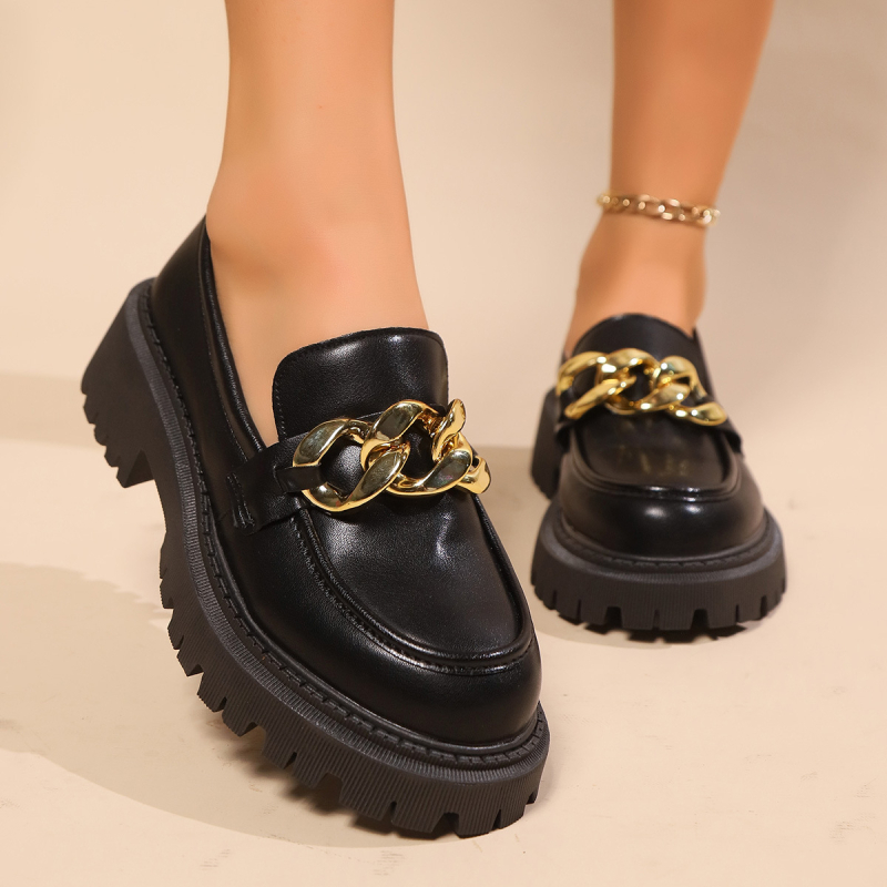 Európske a americké zahraničné obchodné mokasíny plus size Dámske mokasíny 2024 Jarné a jesenné nové dámske topánky s okrúhlou špičkou, hrubé dno, ležérne topánky pre ženy