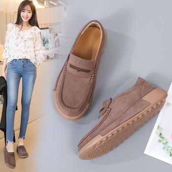 Prekogranične ženske cipele većih veličina od prave kože, cipele od graška, ležerne ženske pojedinačne cipele za jesen i zimu, srednje i starije dobi, udobne cipele za mame s mekim dnom
