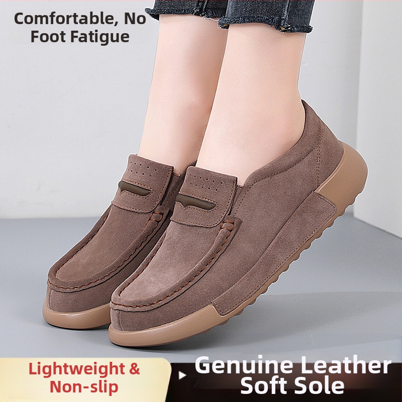 Dámske topánky pre väčšie veľkosti, pravé kožené topánky, ležérne dámske topánky na jeseň a zimu, pohodlné topánky pre stredný a starší vek s mäkkým spodkom, pre mamičky