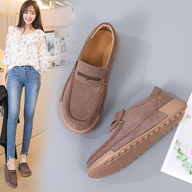 Prekogranične ženske cipele većih veličina od prave kože, cipele od graška, ležerne ženske pojedinačne cipele za jesen i zimu, srednje i starije dobi, udobne cipele za mame s mekim dnom