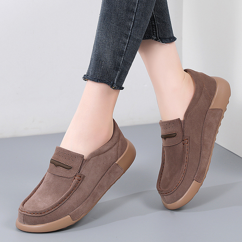 Prekogranične ženske cipele većih veličina od prave kože, cipele od graška, ležerne ženske pojedinačne cipele za jesen i zimu, srednje i starije dobi, udobne cipele za mame s mekim dnom