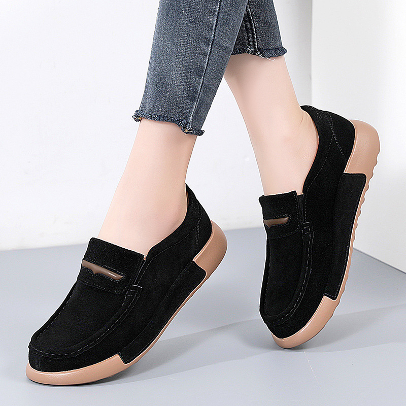 Prekogranične ženske cipele većih veličina od prave kože, cipele od graška, ležerne ženske pojedinačne cipele za jesen i zimu, srednje i starije dobi, udobne cipele za mame s mekim dnom