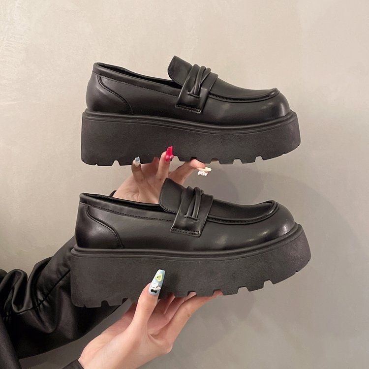 Dámske kožené topánky s hrubou podrážkou v vintage britskom štýle, vysoké, jednovrstvové, nové, jarné a jesenné, mokasíny Puffin Loafers z roku 2025