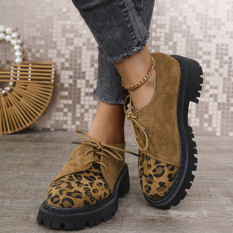 Jesenske i zimske nove europske i američke vanjske trgovine, plus veličine, okrugle čipkaste cipele s debelim dnom i debelom petom, modne i udobne ženske cipele na veliko