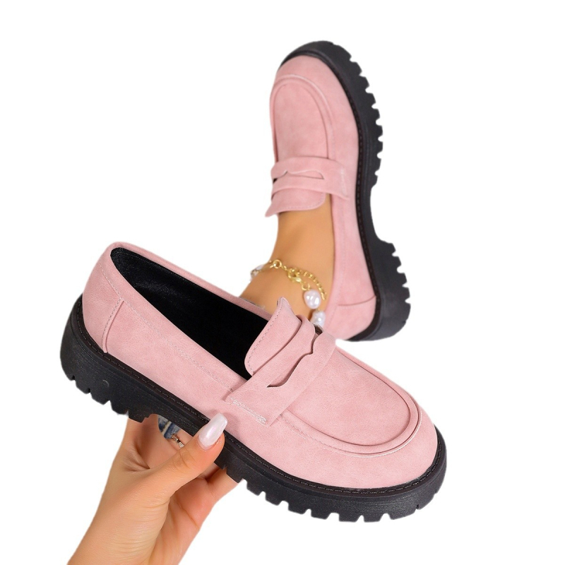 Νέα γυναικεία μοκασίνια, μεγάλα μεγέθη 2024, με χοντρό τακούνι, άνετα βρετανικού στιλ, με χοντρή σόλα, ρετρό γυναικεία παπούτσια